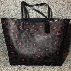 Coach reversible leopard tote